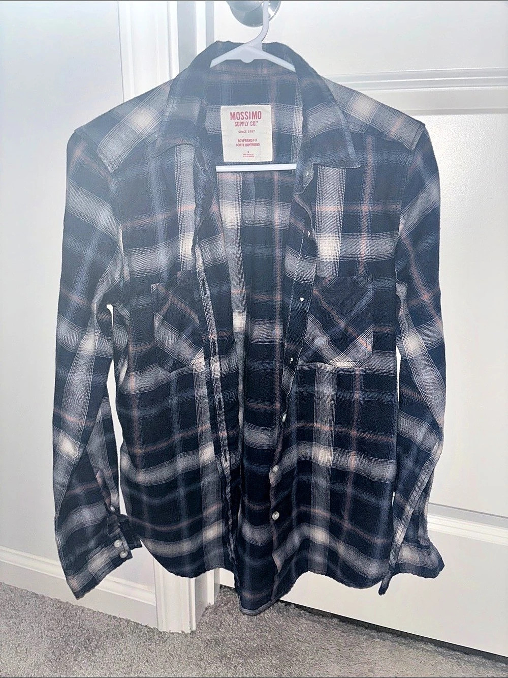 Mossimo Plaid Cotton Shirt in Blue & White Like New